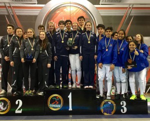 Cadet Pan Am gold! Team USA with a fourth gold, defeating Canada to win the mixed team event. Congrats to Alexander Bogert, Zach Johnson, Kara Linder, Sofia Komar, James Bogert, Amanda Pirkowski and coaches Will Becker and Karen Ladenheim and team leader Saul Mendoza!